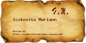 Iczkovits Mariann névjegykártya